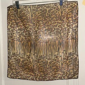 Space Age semi sheer polyester leopard print square scarf